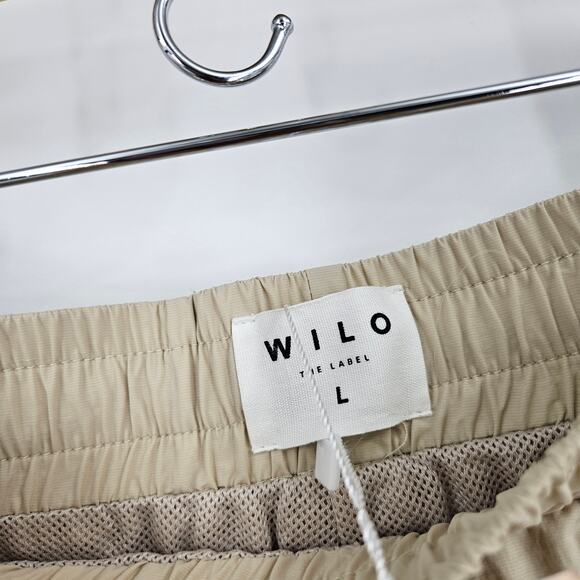 WILO The Label Parachute Jogger Pants Cream Drawstring Mesh Lined Baggy Size L - Picture 6 of 8